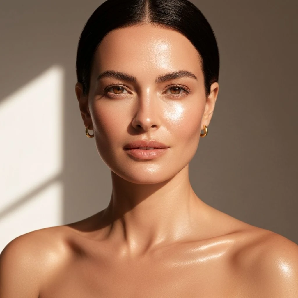 Editorial portrait with naturally luminous skin
